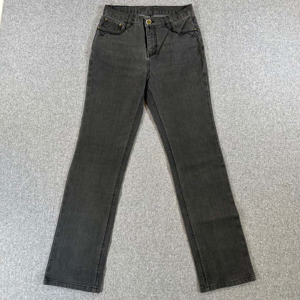 Simon Chang Jeans Mens 28 Straight Leg Gray Embroidered Simon Chang Denim